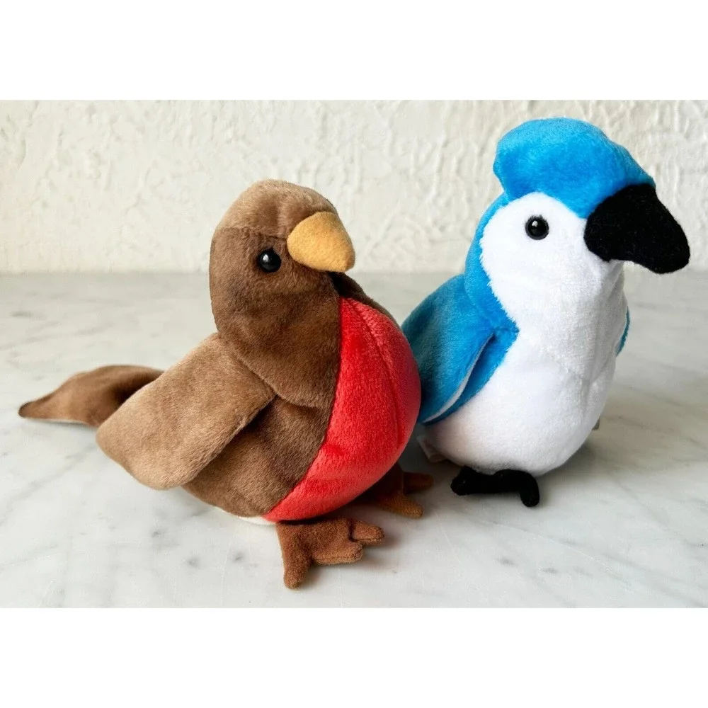TY Early Robin & Rocket Blue Jay Beanie Baby 1997 Vintage Beanie Babies